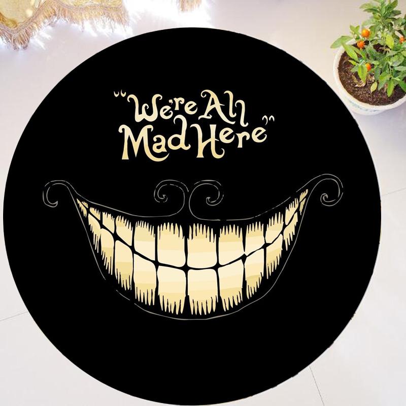 Cool Cheshire Cat Round Rug Carpets for Living Room Alice in Wonderland Area Rug Floor Mat Rubber Chair Kid Girl Room Decor Gift
