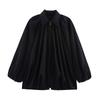 Women's Jacket Oversized Streetwear Casual Sleeve Lapel Collar Zip Front Pleated Shirts