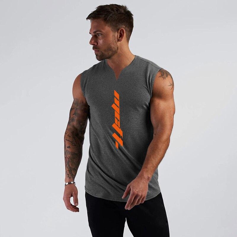 Muscleguys The New Summer Vest Slim Cotton Thin Section V-neck Sleeveless T-shirt Fitness Sports Trend