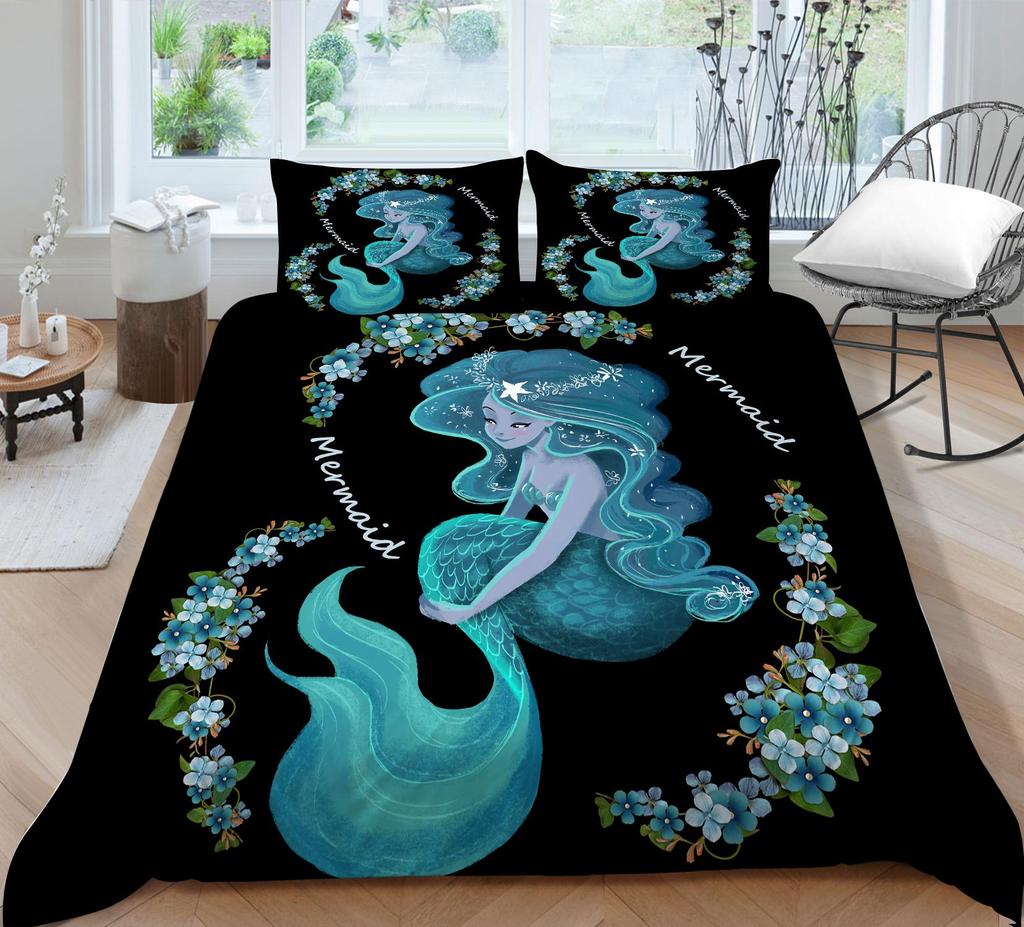 Комплект постельного белья с 3D узором русалки, пододеяльник с рисунком красоты, наволочка из 2 или 3 предметов, ткань из микрофибры, мягкое и удобное украшение для дома