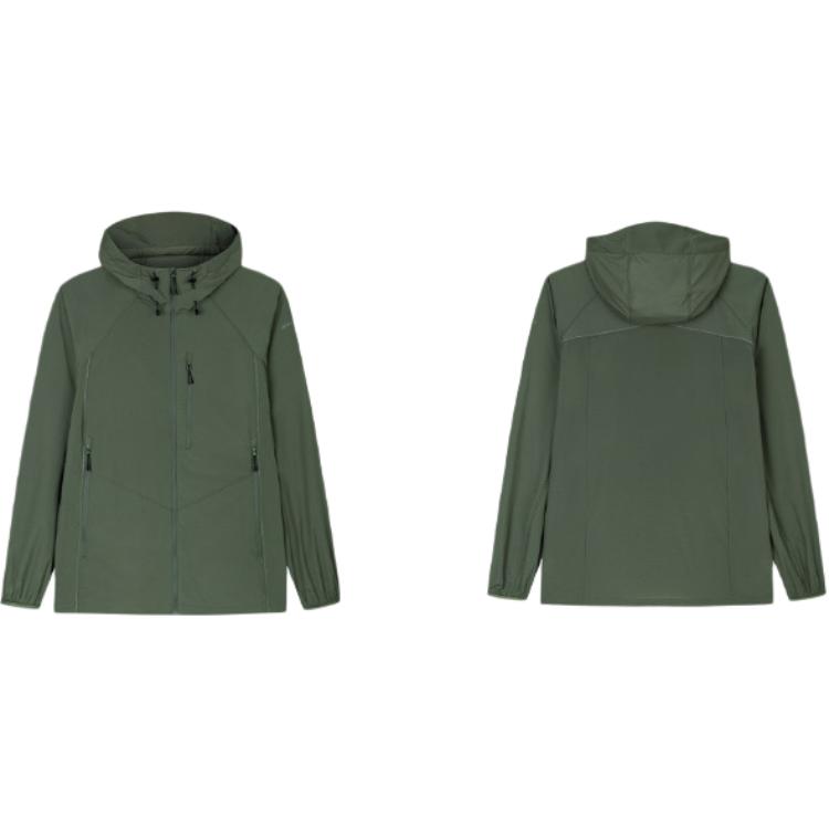 Anta Champion Series Outdoor Sun Protection Solid Color Windbreaker With Hood Long Sleeve Men Outerwear Monkey-Green 152430610-2