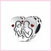 925 Silver Sister Heart Wedding Charm For Original Bracelet Cat Nurse Angel Jewelry Beads Spacer Stopper