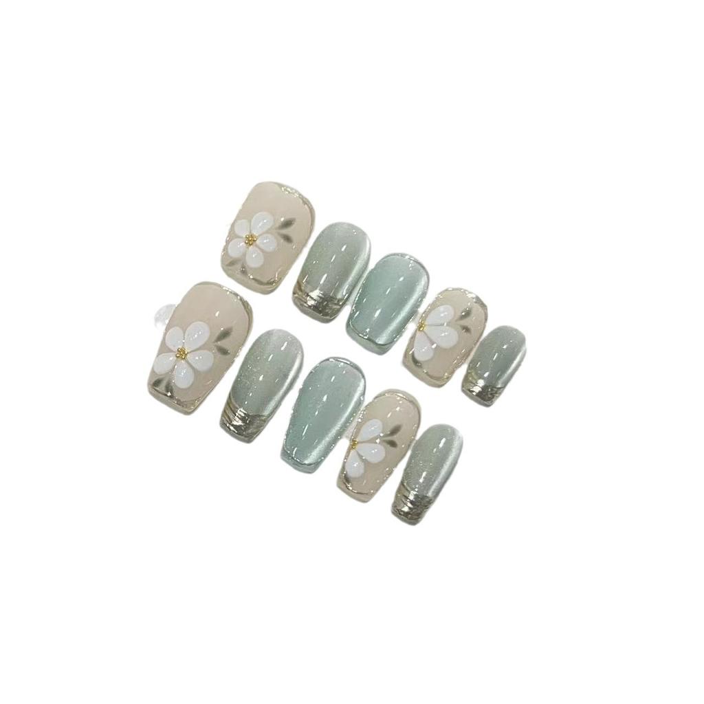 Wearing Armor Handmade High-end Cat Eye Three-dimensional Flower Magic Mirror French Removable Fake Nails