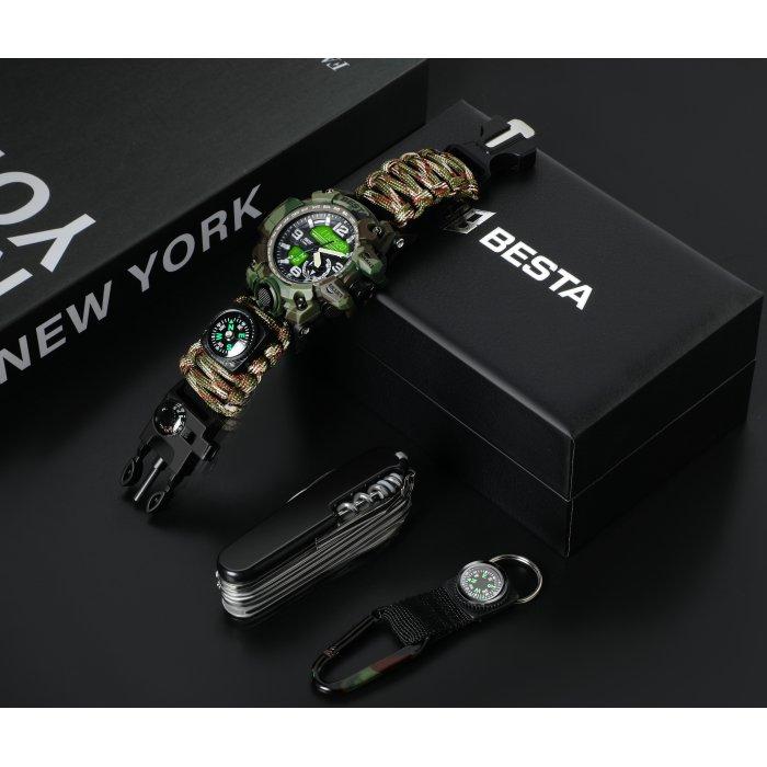 Men's Waterproof Tactical Watch Besta Box Military Set Gift Set, With Compass