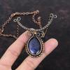 Ожерелье из синего солнечного камня, ожерелье из медной проволоки с драгоценными камнями, ювелирные изделия ручной работы из меди, регулируемое ожерелье, ювелирные изделия с проволочной обмоткой, подарки на годовщину