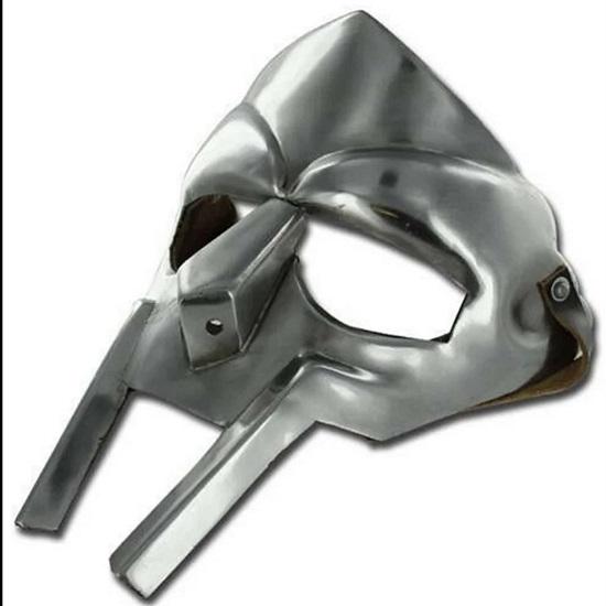 Настоящая средневековая маска гладиатора MF Doom Безумный злодей 18 г Мягкая стальная броня для лица Реплика ручной кованой сумки-шлема лерпа Римская броня Роковая маска.