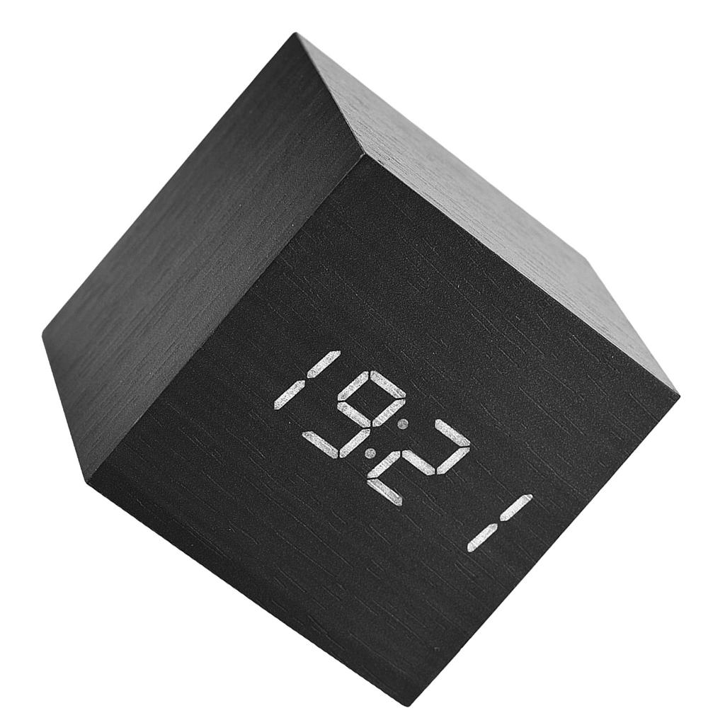 Деревянные электронные цифровые настольные часы-будильник 6x6x6см, температура, светодиодный дисплей, голосовое управление