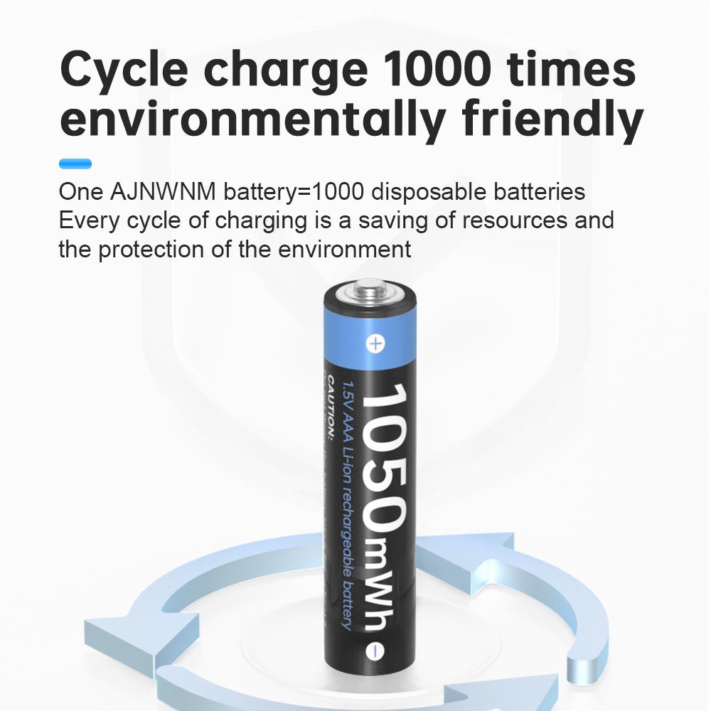AJNWNM 1,5 В аккумулятор AAA перезаряжаемый 1050 мВтч аккумулятор AAA 1,5 В с ЖК-дисплеем зарядное устройство для 1,5 В литий-ионных аккумуляторов AA AAA