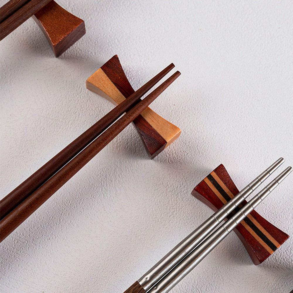 6Pcs Japanese Style Spoon Wooden Chopstick Pillow Chopstick Holder Kitchen Tableware Chopstick Rest