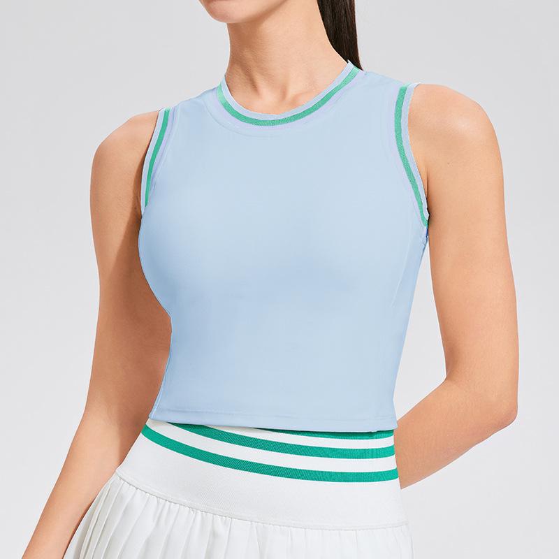 Ретро цветной блок без рукавов спортивный бюстгальтер для йоги