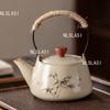 Кильн Жу kiln Поднимающийся горшок Керамический Бытовой Маленькая емкость Чайник Китайский Бамбуковый Чайный набор Подглазурная роспись Пить чай в офисе