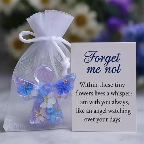 Angel Figurine Keepsake Forget Me Not Angel Memorial Gift Sympathy Bereavement Angel Ornament with Warm Message Card Grieving Keepsake for Loss
