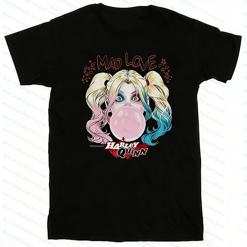 New Harley Quinn Mad Love Bubble Gum Graphic TShirt Unisexs Shirts Women y2k tshirts DC Comics Casual Short Sleeve Tee Tops