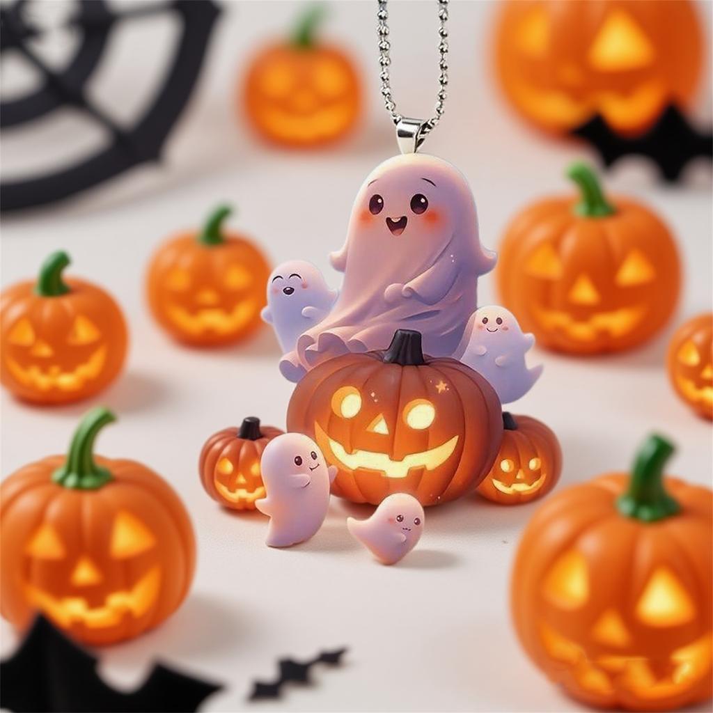2D Acrylic Halloween Creative Pumpkin Car Pendant, Keychain, Backpack Hanger