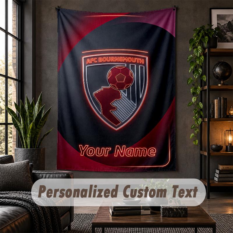 Wall Tapestry Bournemouth Football Print Custom Name Text Wall Hanging Home Decor