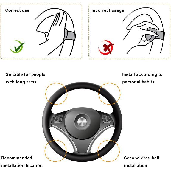 Steering Wheel Knob Spinner, Vehicle Power Handle Spinners Ball For Effortless Spinning, Universal Steering Wheel Suicide Knob For Truck Semi Tractor