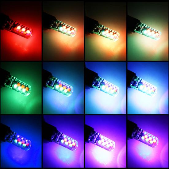 2шт T10 RGB COB светодиодный автомобильный градиентный пульт дистанционного управления мигающий свет габаритный фонарь