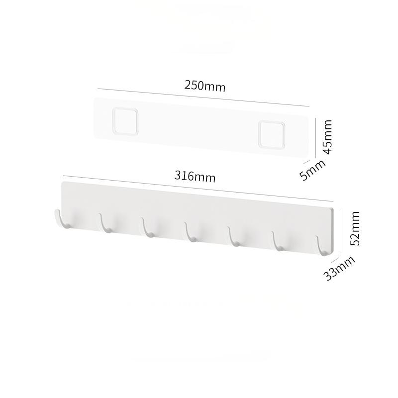 1 Set Kitchen Free Punch 5 Hook /7 Hook Hook, Can Be Used For Living Room, Bedroom, Bathroom And Other Scenes Storage, White