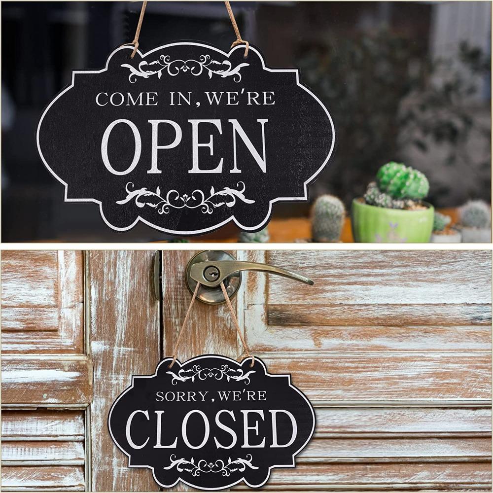 Двусторонняя подвесная табличка с кольцом Открыто и Закрыто Вывеска для кофейного бара Бизнес-вывеска Магазин