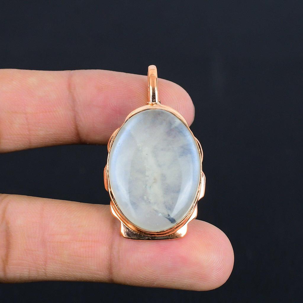 Радужный лунный камень драгоценный камень ручной работы медные украшения потрясающий кулон