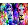 Алмазная картина, красочный лев, полная круглая Алмазная вышивка, животное, вышивка крестиком, картина со стразами, домашний декор 30x40 см/12x16 дюймов