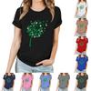Женская повседневная футболка с принтом, пуловер с круглым вырезом, топ с короткими рукавами