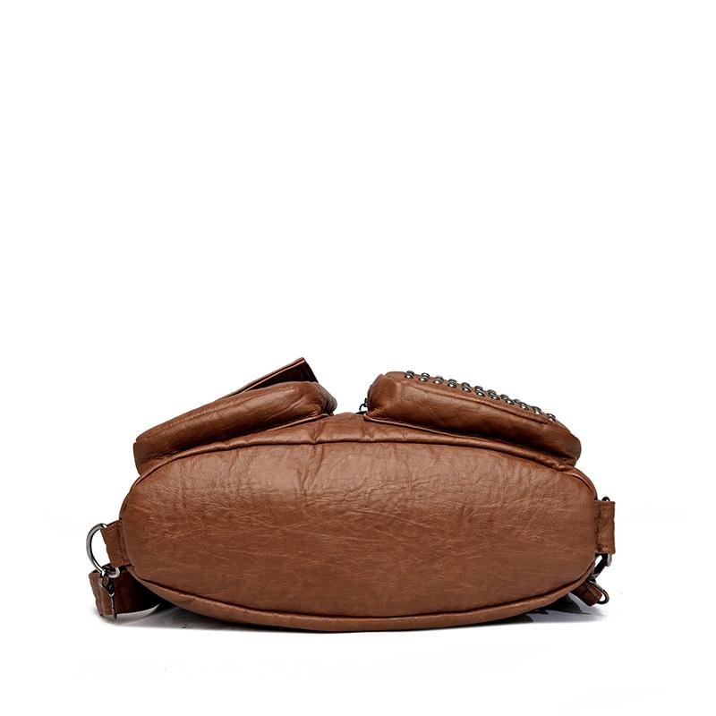 Женская сумка Роскошная дизайнерская сумка Сплошной цвет Сумка-мессенджер Большая вместительная повседневная женская сумка через плечо Кожаная большая сумка с заклепками