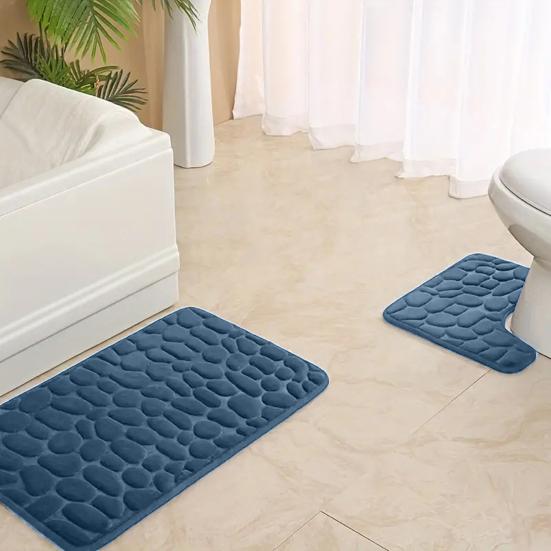 2 шт./компл. коврик для ванной комнаты с тисненым камнем, противоскользящий нижний коврик для ванной комнаты, очень толстый впитывающий коврик для ванной