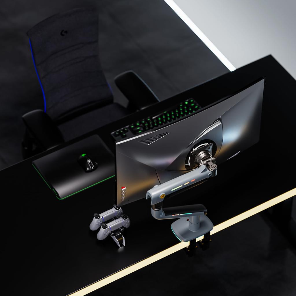 NB ERGONOMIC Large Monitor Large Heavy Duty Capacity Supports Up To Curved Gaming Monitor Curved Monitor Mechanical VESA Lake Blue Arm, Screen,