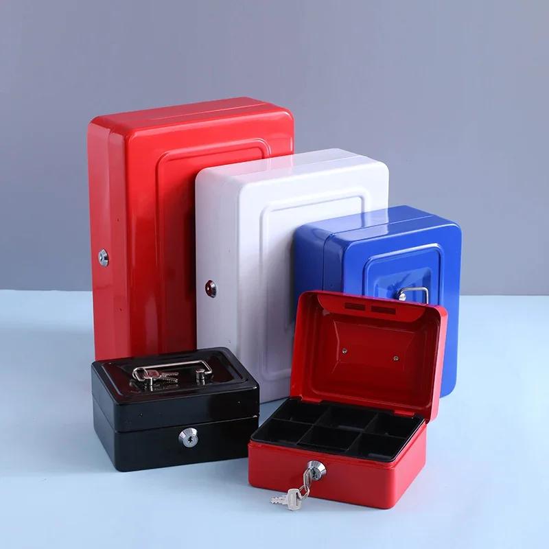 2024 New Practical Petty Cash Money Box with Keys Stainless Steel Security Lock Lockable Safe Small Fit for House Decoration