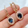 Kinel Hot Shiny Blue Natural Zircon Dangle Earrings for Women Fashion 585 Rose Gold Color Party High Quality Daily Fine Jewelry