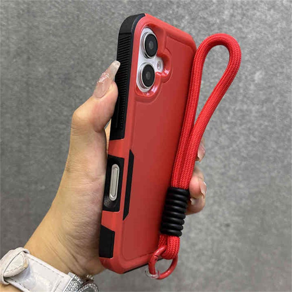 Luxury Solid Color Lanyard Soft Phone Case For iPhone 16 15 14 13 12 11 XS Pro Max Plus XR Camera Protection Shockproof Cover