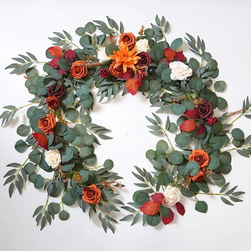 Artificial Flower Garlands for Table Runner Eucalyptus Sweetheart Table Centerpieces for Backdrop Boho Wedding Decoration