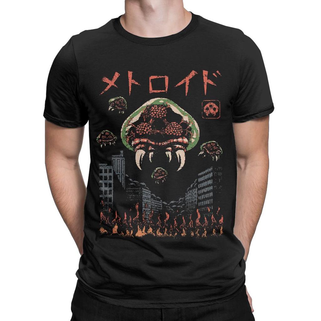 Футболка Parasitic Kaiju Super Metroid для мужчин, игровая креативная футболка из чистого хлопка, футболки с коротким рукавом, топы с графическим принтом