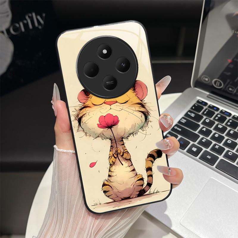 For Redmi 14C / Poco C75 Phone Case Trendy Design Tempered Glass Bumper For Xiaomi Redmi 14 C 4G 5G Full Protection Back Covers