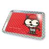[N5508] - Small Tray 'Dog and Cat Lolita' Red Cat - 24x18 Cm
