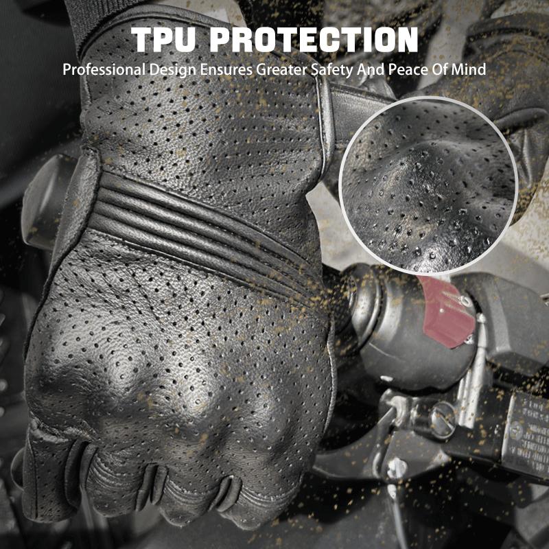 Retro Vintage Leather Motorbike Gloves Goatskin TPU Protection Lightweight Custom Logo OEM ODM Motorcycle Protective Gear