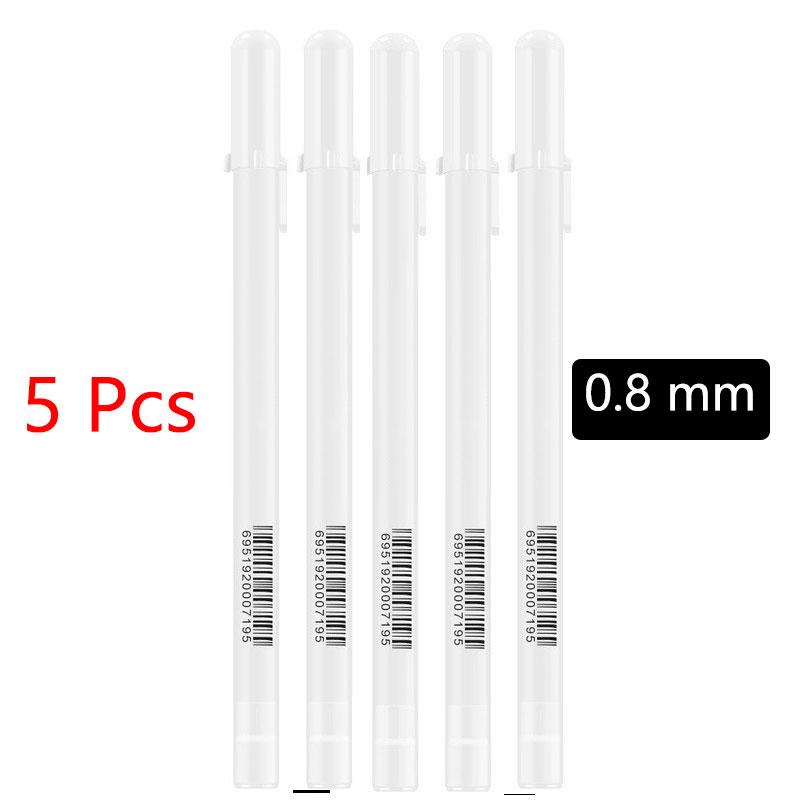 5pcs Drawing Art Supplies Oil Marker Permanent White Marker Dot Marker Pen White Pen Writting Makers Pen 0.8mm 1.0mm 2.0mm 2.8mm