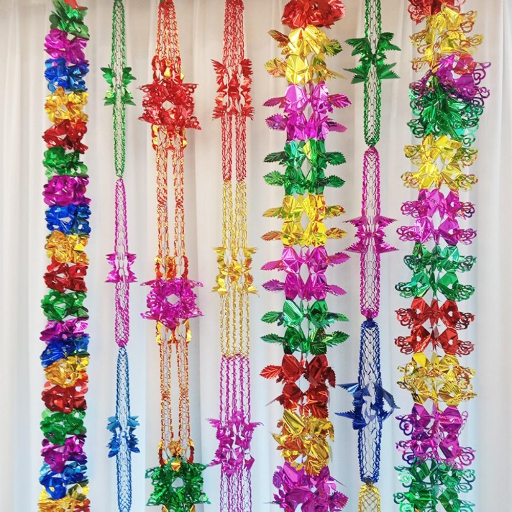 Xmas Gift Party Supplies Hanging Decoration Ceiling Wreath Metalic Foil Garland Christmas Decor