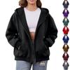Women's Off Shoulder Zipper Hoodie Sweatshirt  Fashion Clothing Casual Jacket