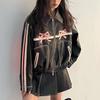 Женская куртка в стиле Харадзюку, уличная одежда в стиле ретро, верхняя одежда, модная повседневная куртка с бантом из искусственной кожи