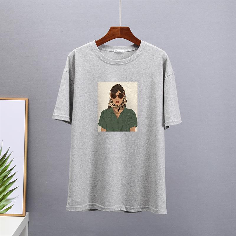 Hirsionsan летние футболки из 100% хлопка с принтом персонажей, женские повседневные простые базовые футболки, женские модные универсальные топы