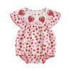 Baby Girls Romper, Sleeveless Crew Neck Strawberry Print Infant Bodysuit Summer Clothes for Casual Daily