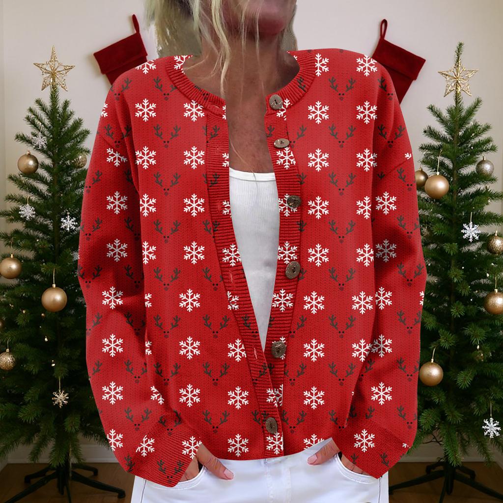 Women's  Cardigan Long Sleeve Lightweight Fun Christmas Print Jacket