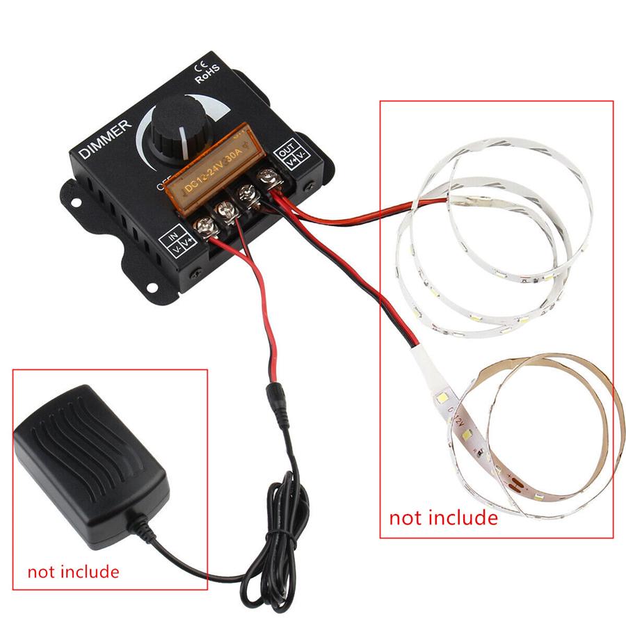 1x Контроллер-диммер ШИМ DC12-24V для одноцветной светодиодной ленты