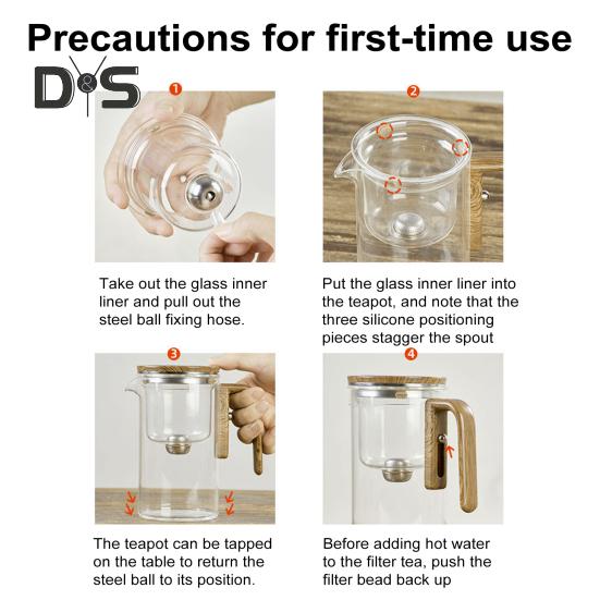 Стеклянный чайник с разделением воды, деревянная ручка, стеклянный чайник с заварочным устройством, носик без подтеков, чайник для заваривания чая