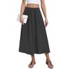 Women's Casual Fashion Solid Colour Big Hem Skirt Elasticated Loose Pockets Pleated Half-body Skirt (With Side Pockets)