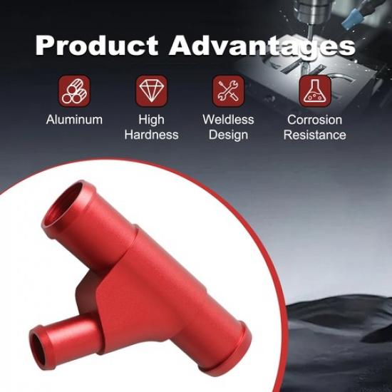 1x Red Aluminum Radiator Coolant Y-Pipe w/3 Clamps for 03-05 Ford Excursion 6.0L