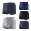 Men Boxer Underwear Mid-rise Elastic Waist U-Convex Shorts Panties Solid Color Breathable Smooth Lines