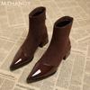 Women Pointed Toe Suede Ankle Boots Fashion Mid Heels Shoes Woman 2025 Trend Elegant Winter Goth Dress Pumps Chelsea Boots Mujer